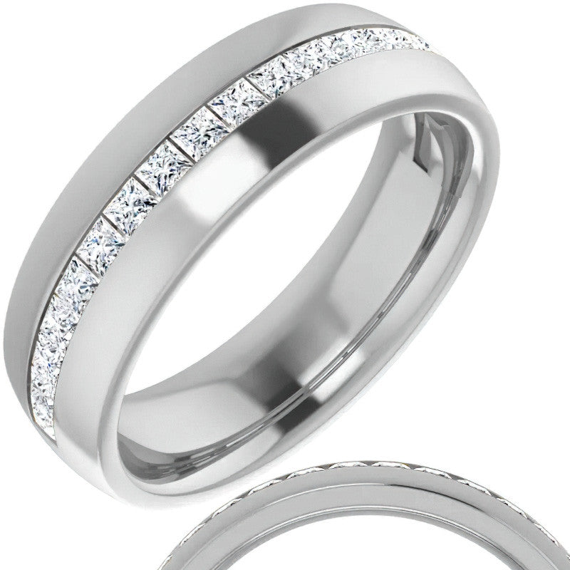 2mm/2.40ct Princess Channel Set Moissanite Mens Band