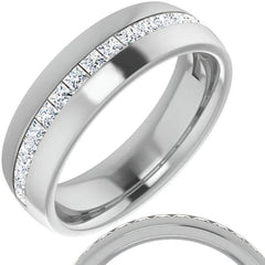 2mm/2.40ct Princess Channel Set Moissanite Mens Band
