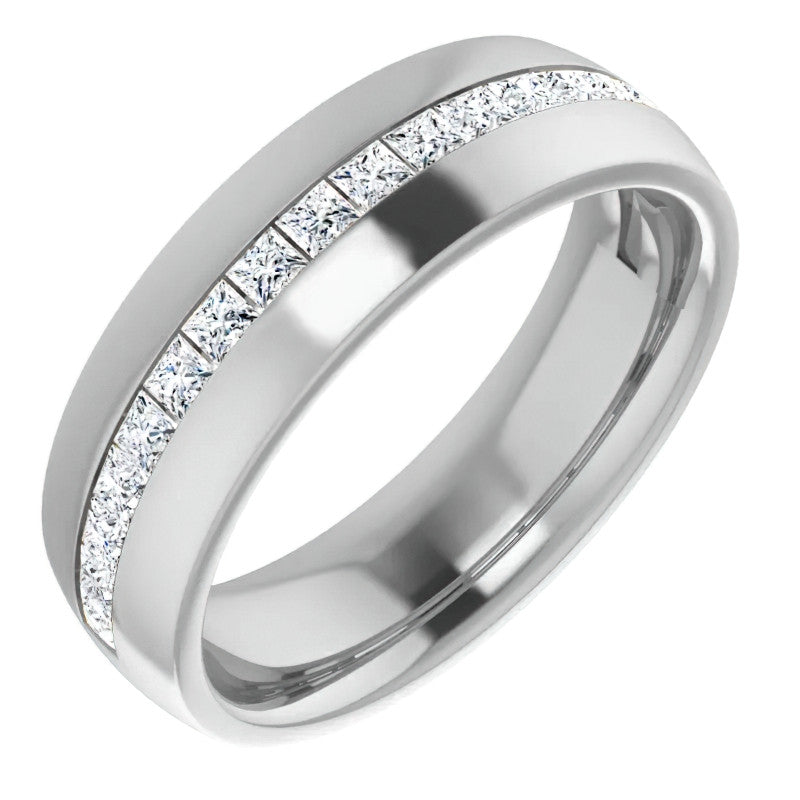 2mm/2.40ct Princess Channel Set Moissanite Mens Band