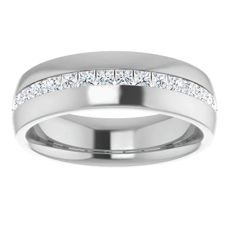2mm/2.40ct Princess Channel Set Moissanite Mens Band