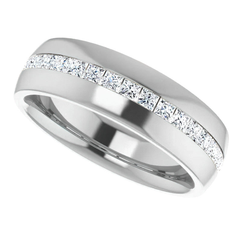 2mm/2.40ct Princess Channel Set Moissanite Mens Band