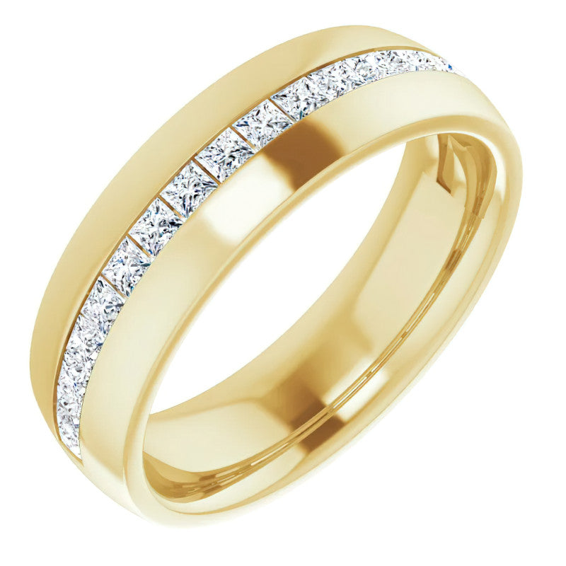 2mm/2.40ct Princess Channel Set Moissanite Mens Band