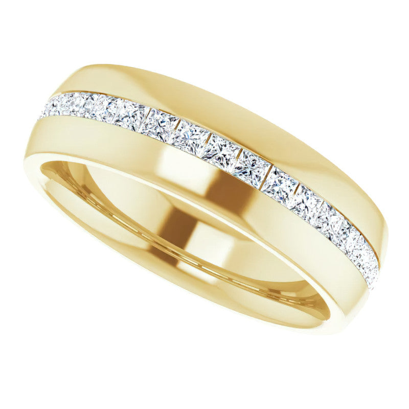 2mm/2.40ct Princess Channel Set Moissanite Mens Band