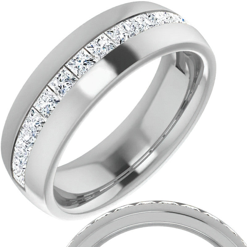 2.5mm/1.92ct Princess Set Moissanite Mens Band