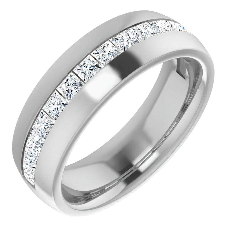 2.5mm/1.92ct Princess Set Moissanite Mens Band