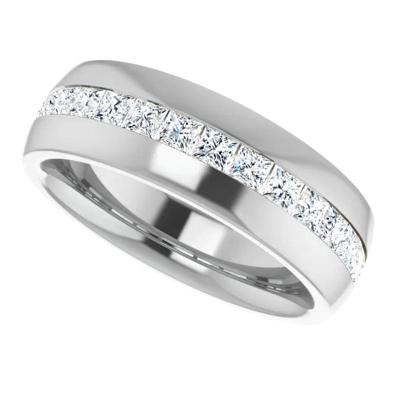 2.5mm/1.92ct Princess Set Moissanite Mens Band