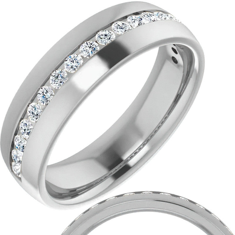 2mm/0.57ct Round Channel Set Moissanite Mens Band