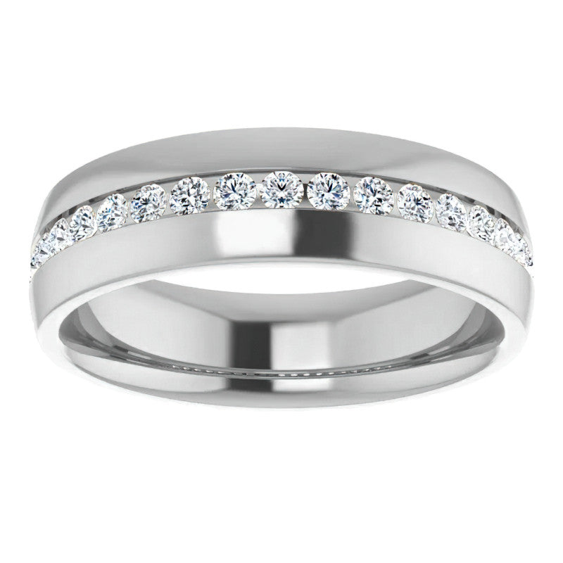 2mm/0.57ct Round Channel Set Moissanite Mens Band