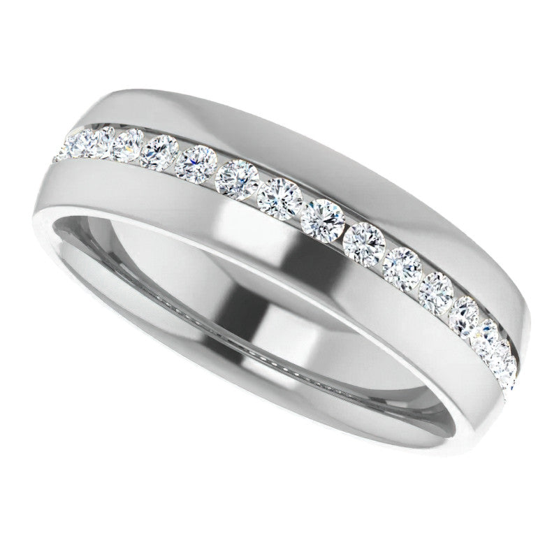 2mm/0.57ct Round Channel Set Moissanite Mens Band
