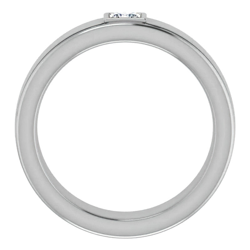 3.5mm/0.27ct Princess Bezel Set Moissanite Mens Ring