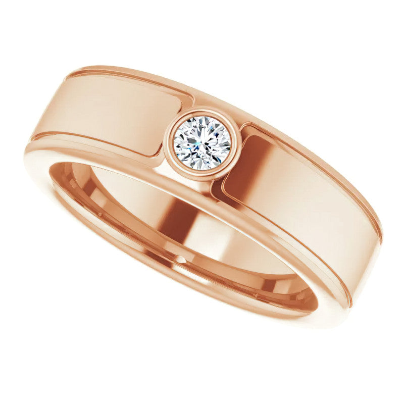 3.5mm/0.15ct Round Bezel Set Moissanite Mens Ring