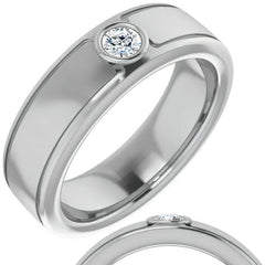 3.5mm/0.15ct Round Bezel Set Moissanite Mens Ring