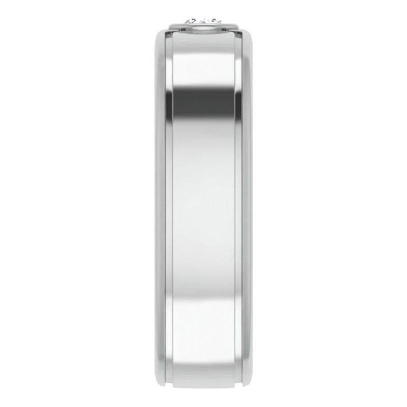3.5mm/0.15ct Round Bezel Set Moissanite Mens Ring