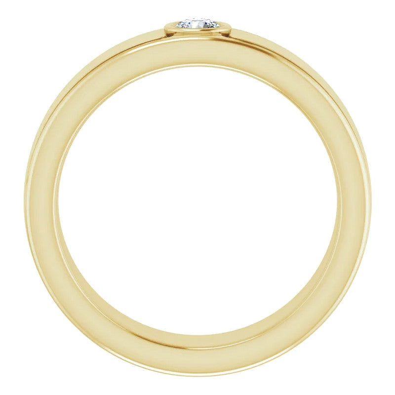 3.5mm/0.15ct Round Bezel Set Moissanite Mens Ring