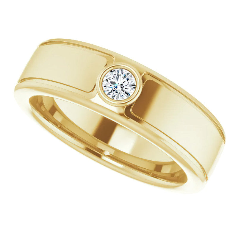 3.5mm/0.15ct Round Bezel Set Moissanite Mens Ring