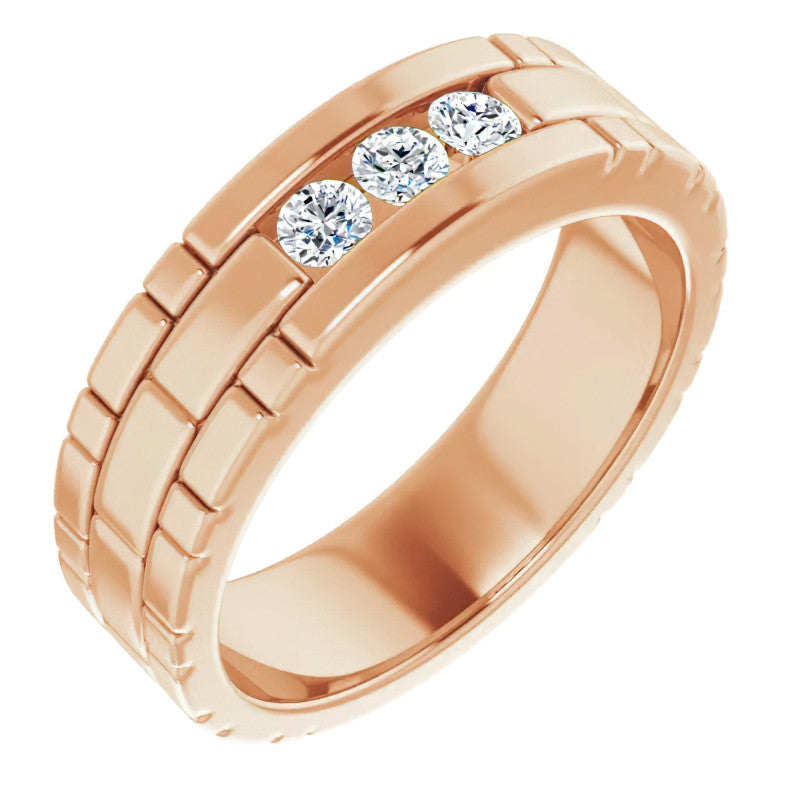 3mm/0.30ct Patterned Moissanite Mens Ring