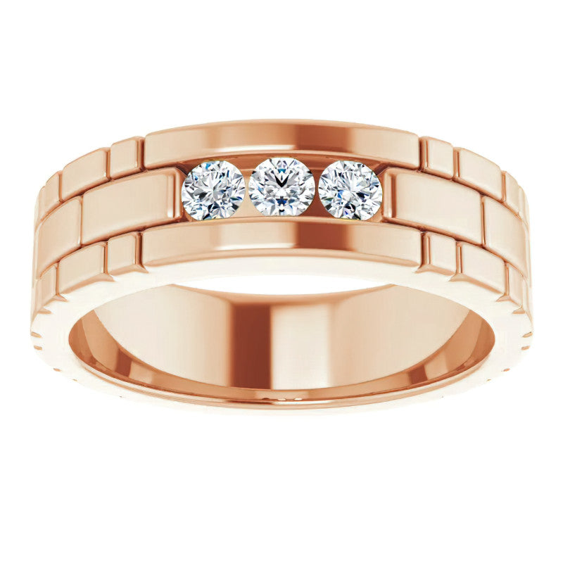 3mm/0.30ct Patterned Moissanite Mens Ring