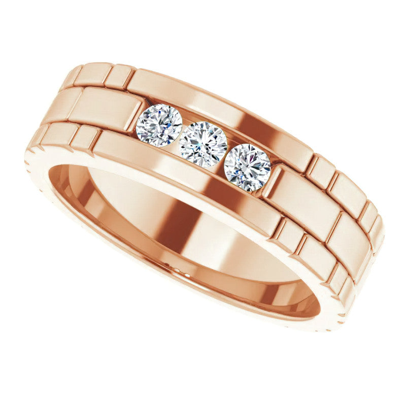 3mm/0.30ct Patterned Moissanite Mens Ring