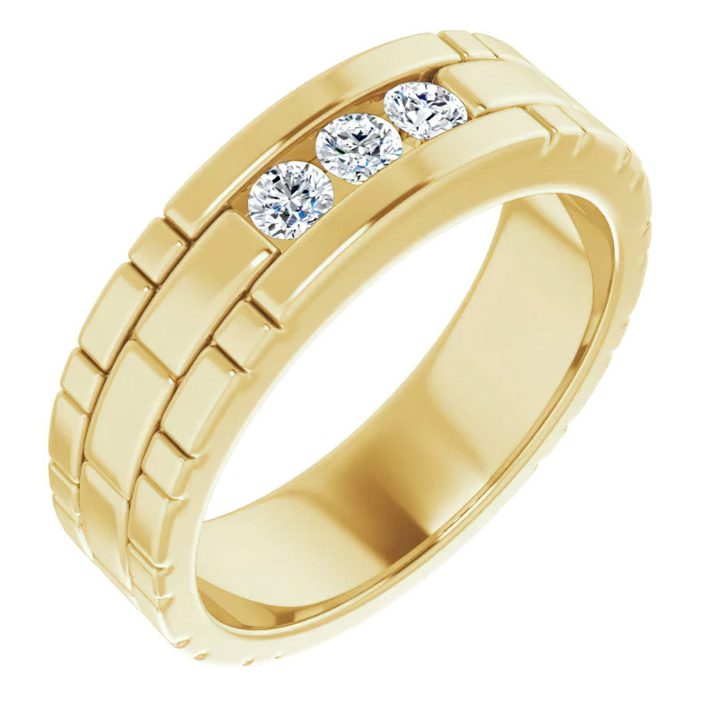 3mm/0.30ct Patterned Moissanite Mens Ring