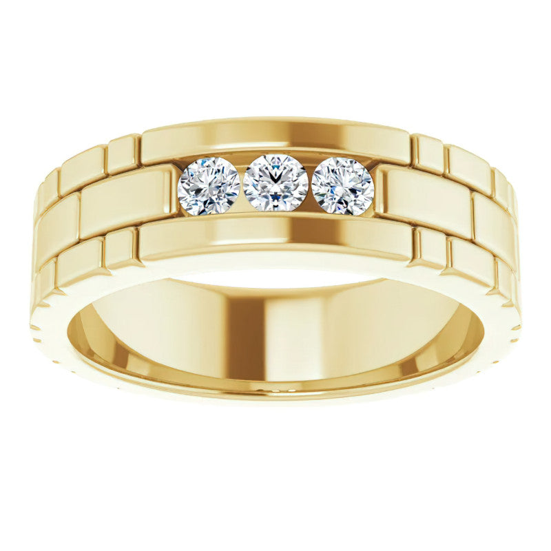 3mm/0.30ct Patterned Moissanite Mens Ring