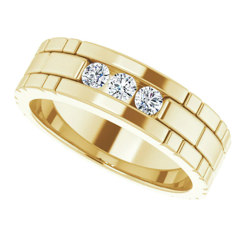 3mm/0.30ct Patterned Moissanite Mens Ring