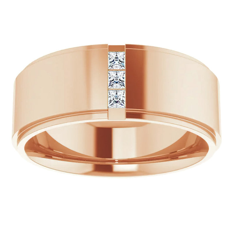 2mm/0.36ct Princess Channel Set Moissanite Mens Ring