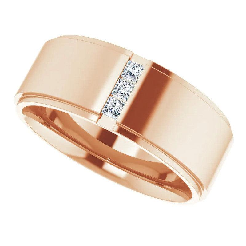 2mm/0.36ct Princess Channel Set Moissanite Mens Ring