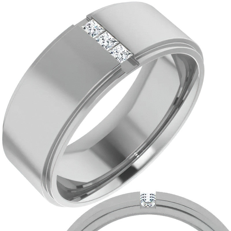 2mm/0.36ct Princess Channel Set Moissanite Mens Ring