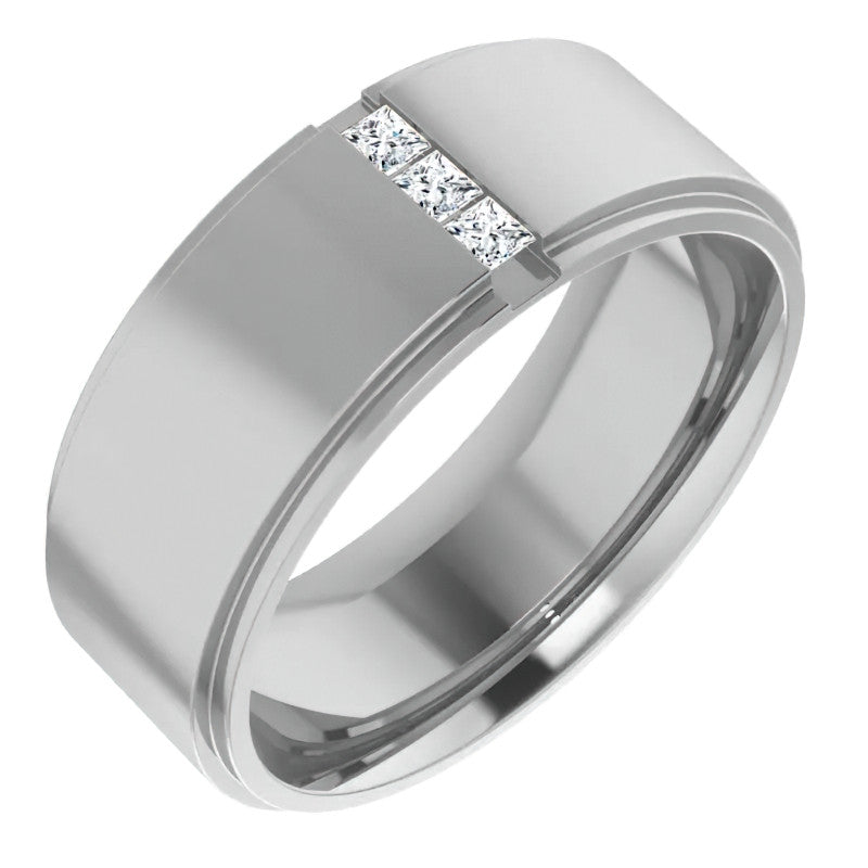 2mm/0.36ct Princess Channel Set Moissanite Mens Ring