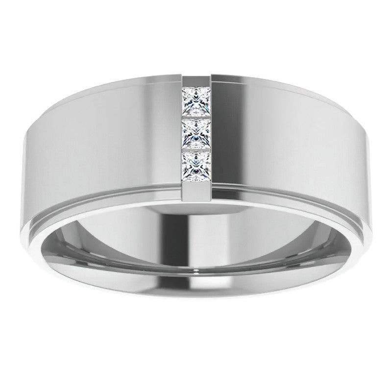 2mm/0.36ct Princess Channel Set Moissanite Mens Ring