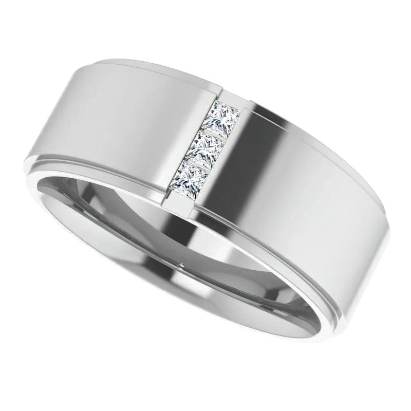 2mm/0.36ct Princess Channel Set Moissanite Mens Ring