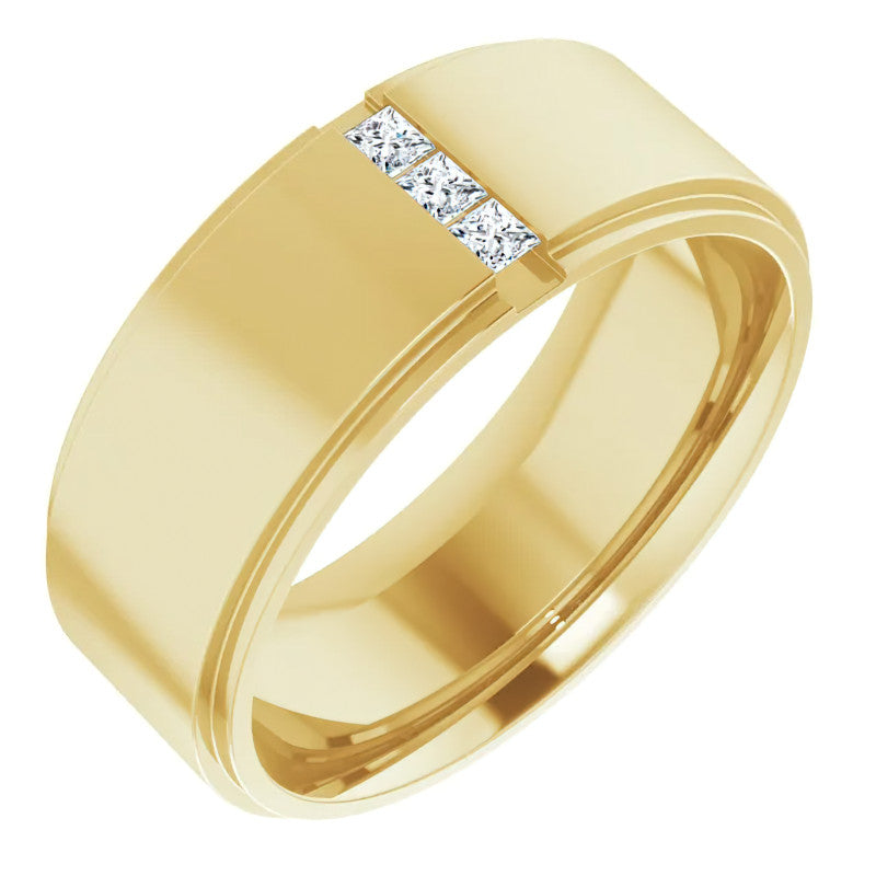 2mm/0.36ct Princess Channel Set Moissanite Mens Ring
