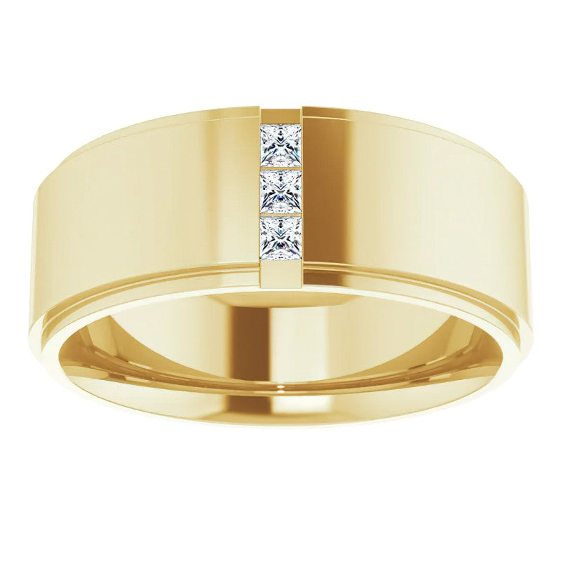 2mm/0.36ct Princess Channel Set Moissanite Mens Ring