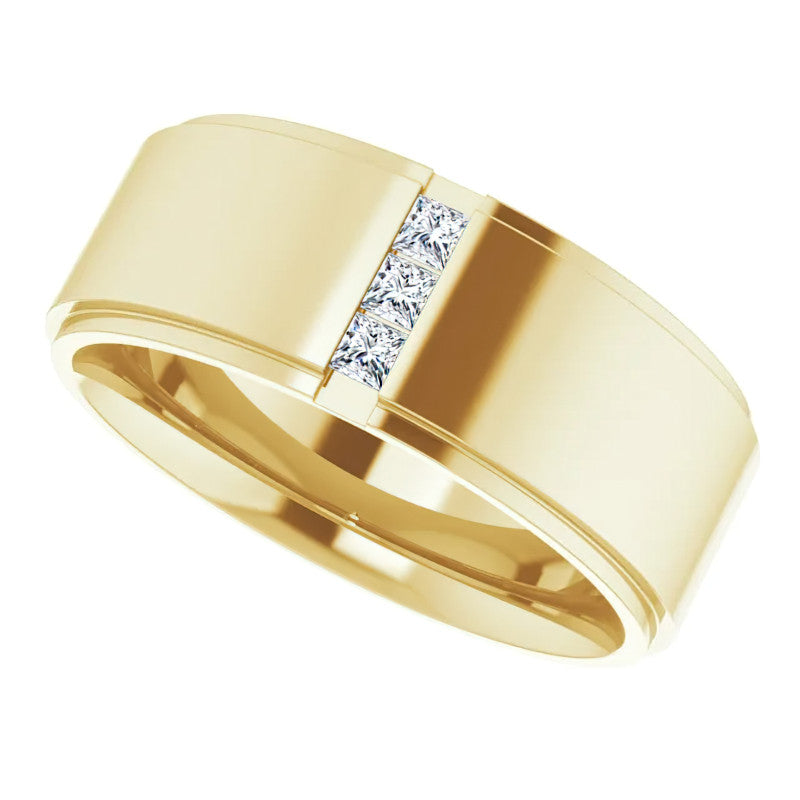 2mm/0.36ct Princess Channel Set Moissanite Mens Ring