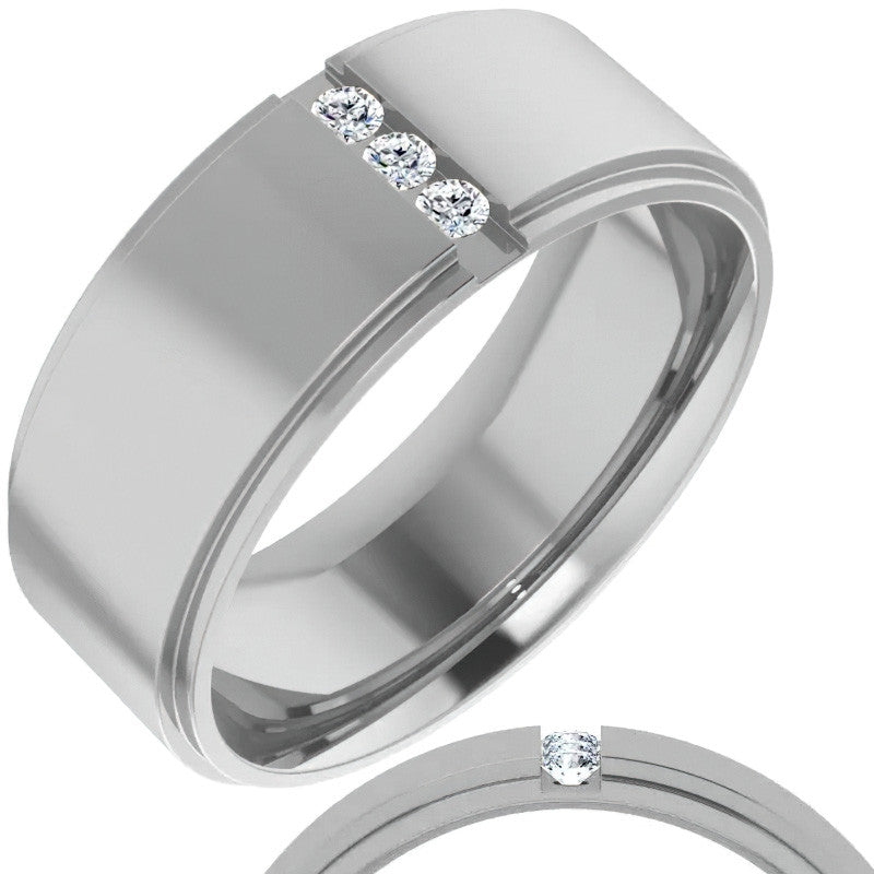 2mm/0.09ct Round Channel Set Moissanite Mens Ring