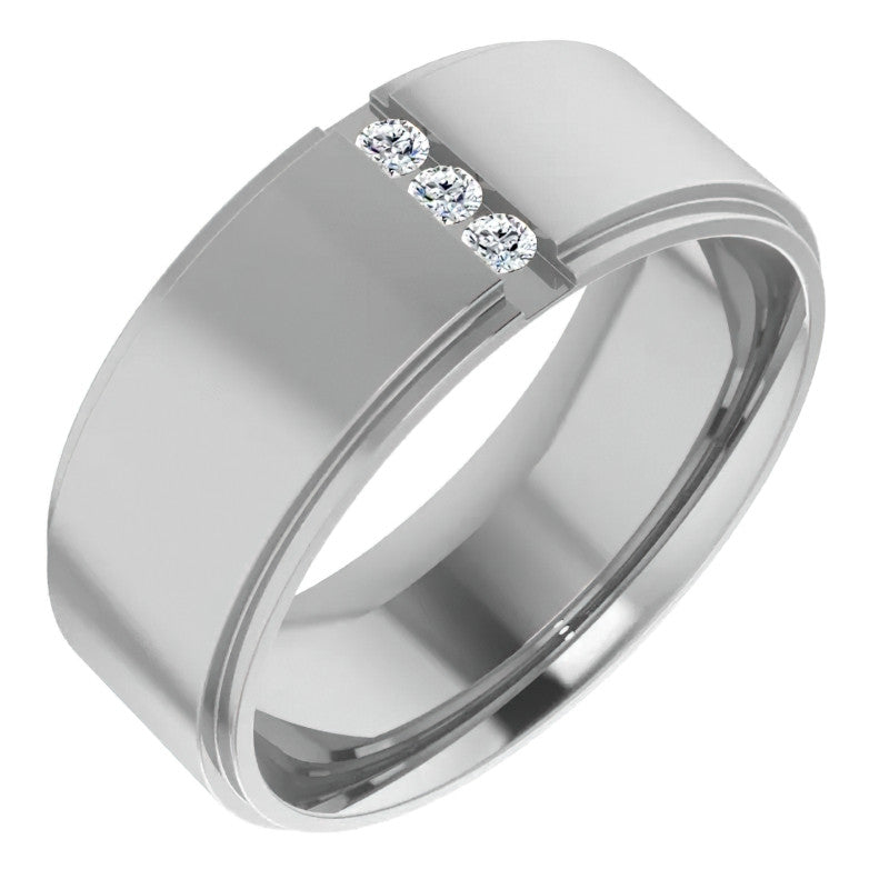 2mm/0.09ct Round Channel Set Moissanite Mens Ring