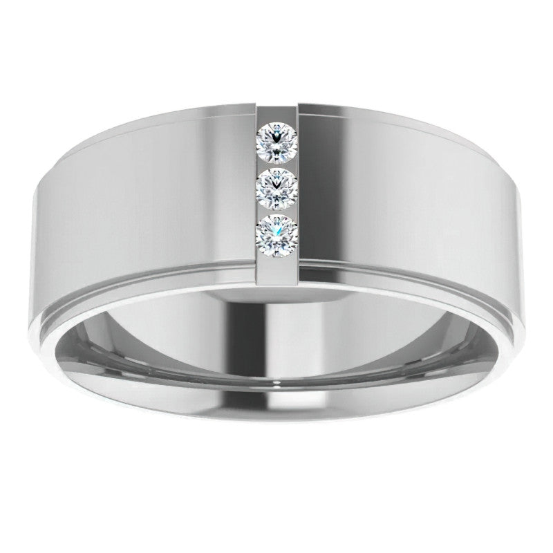 2mm/0.09ct Round Channel Set Moissanite Mens Ring