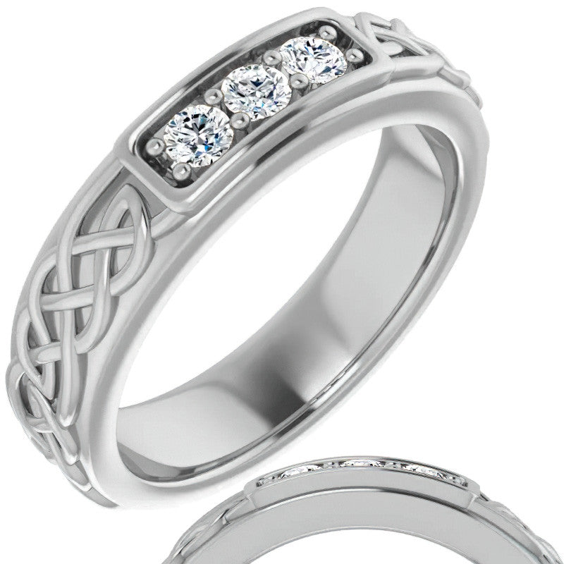 2.5mm/0.18ct Celtic Knot Moissanite Mens Ring