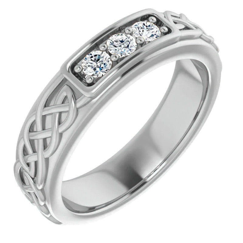 2.5mm/0.18ct Celtic Knot Moissanite Mens Ring