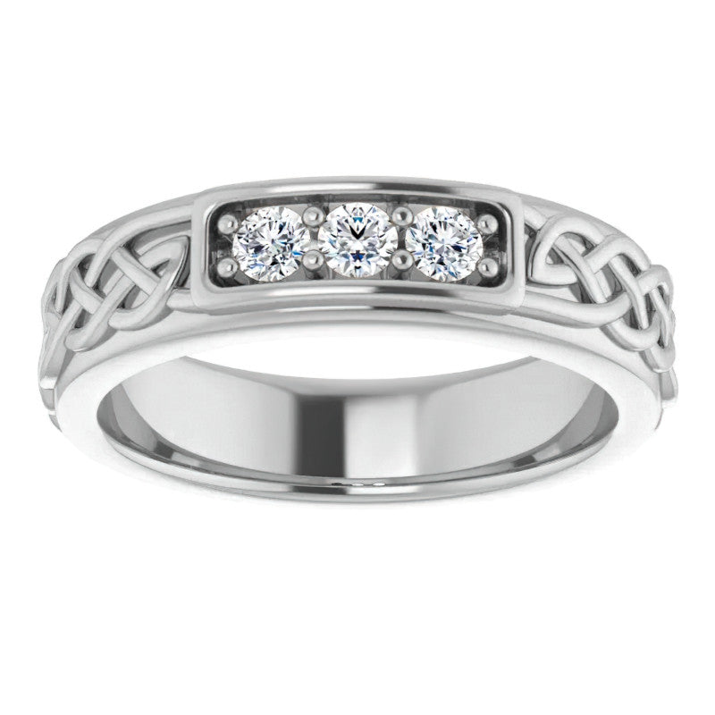 2.5mm/0.18ct Celtic Knot Moissanite Mens Ring