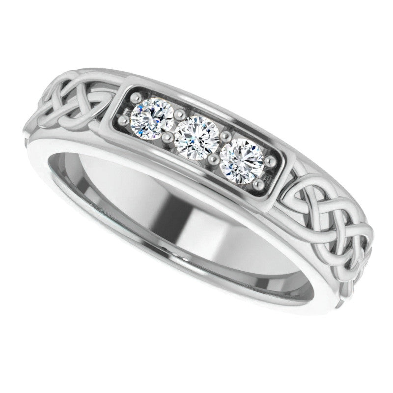 2.5mm/0.18ct Celtic Knot Moissanite Mens Ring