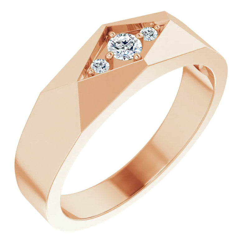 0.13ct Geometric Moissanite Mens Ring