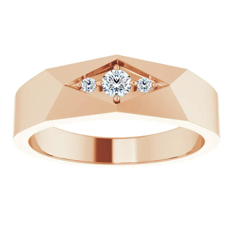 0.13ct Geometric Moissanite Mens Ring