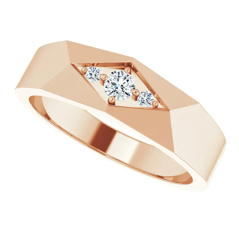 0.13ct Geometric Moissanite Mens Ring