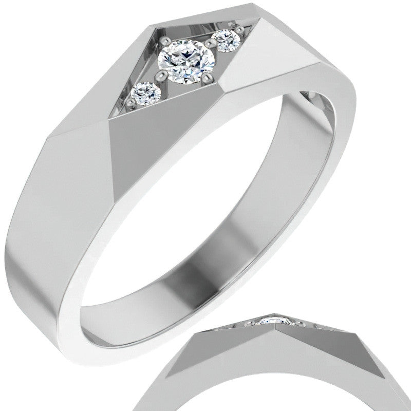 0.13ct Geometric Moissanite Mens Ring
