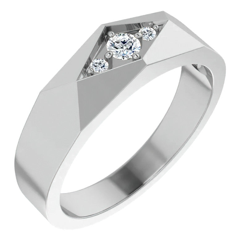 0.13ct Geometric Moissanite Mens Ring