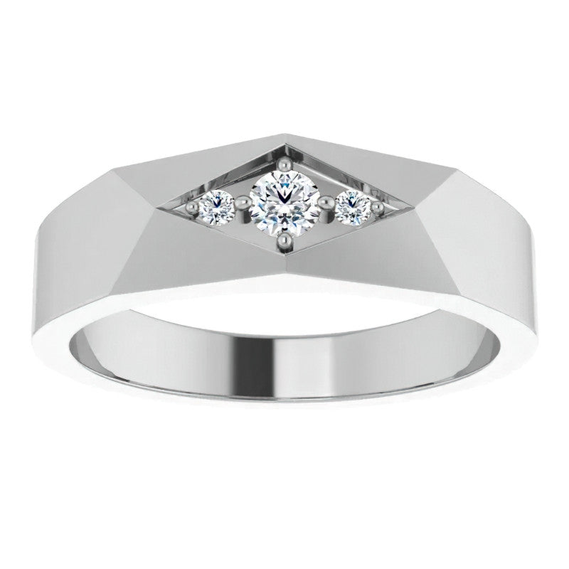 0.13ct Geometric Moissanite Mens Ring