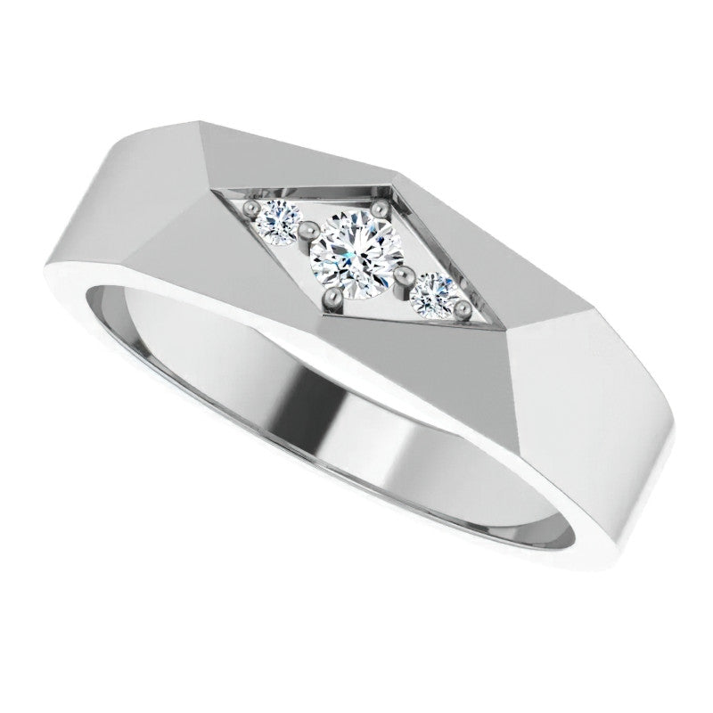 0.13ct Geometric Moissanite Mens Ring