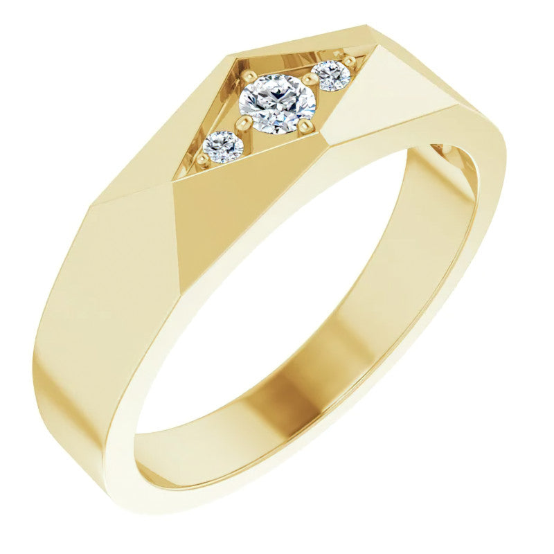 0.13ct Geometric Moissanite Mens Ring