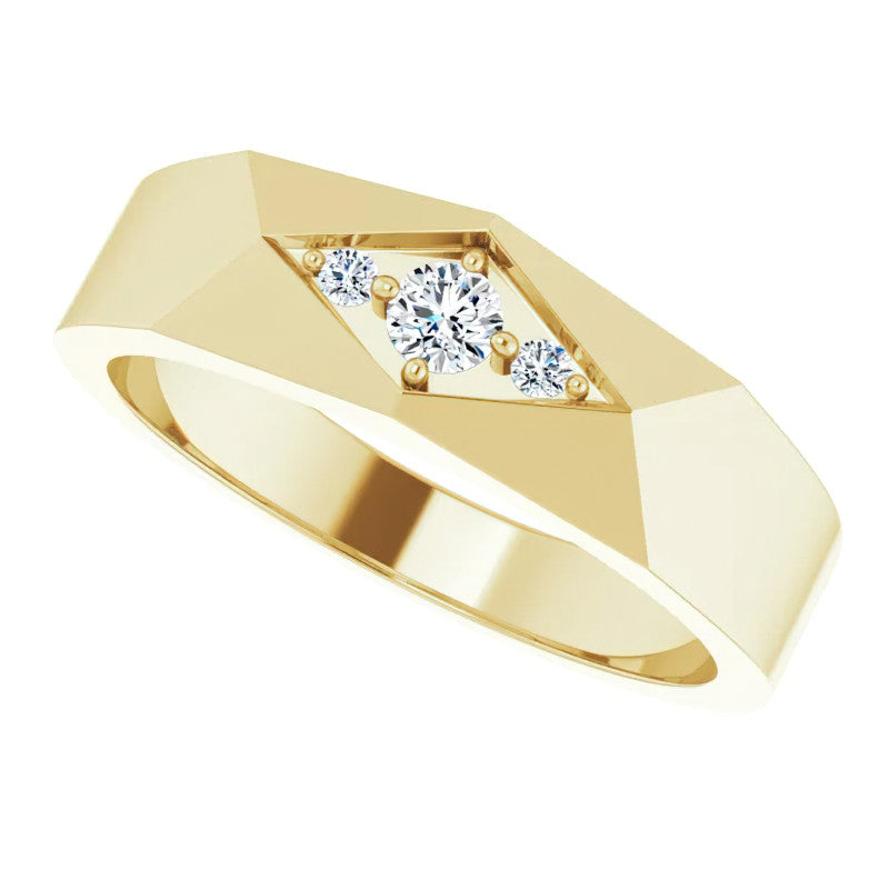 0.13ct Geometric Moissanite Mens Ring